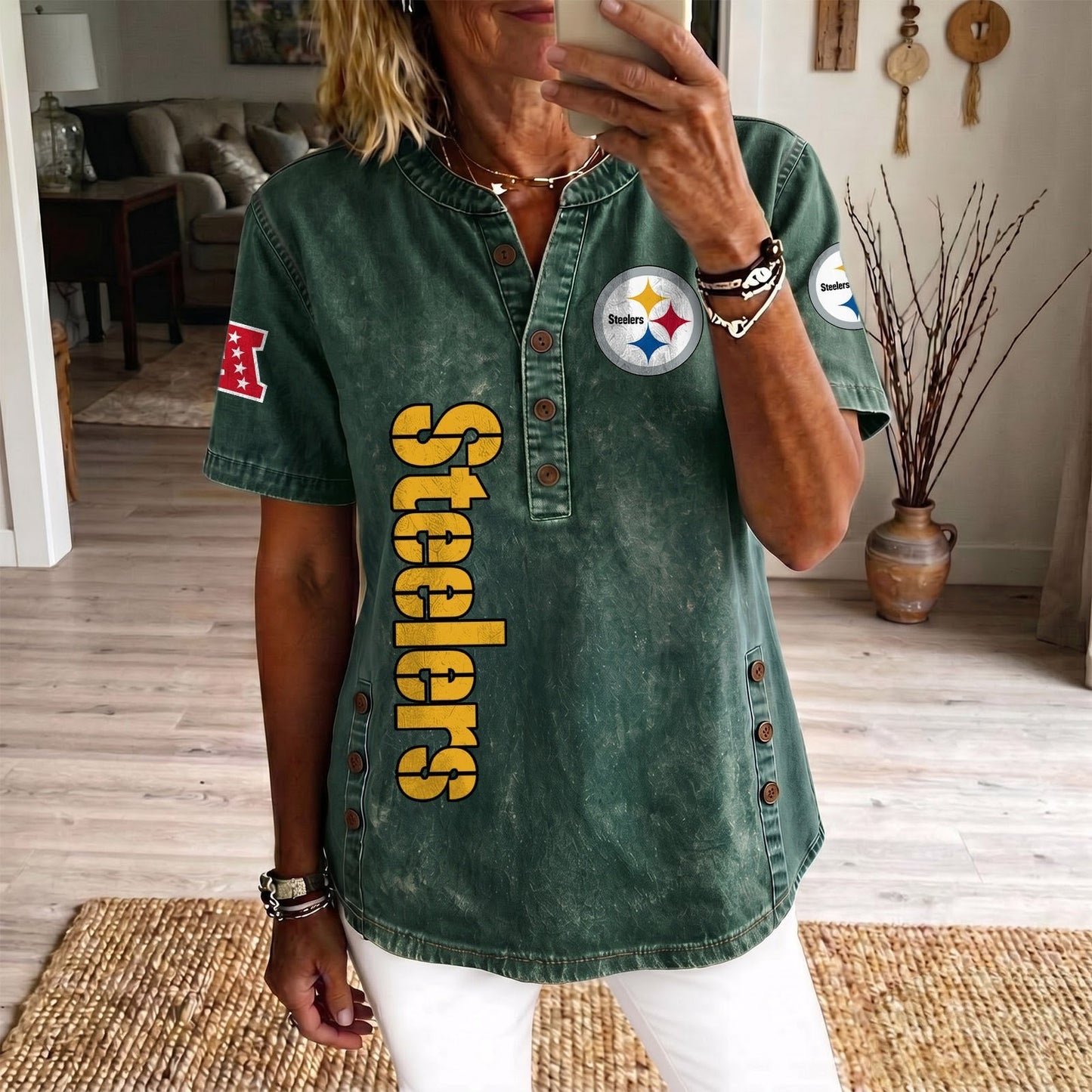 PIT x NFL Women’???s Denim Casual Tops DATND LBN 190526
