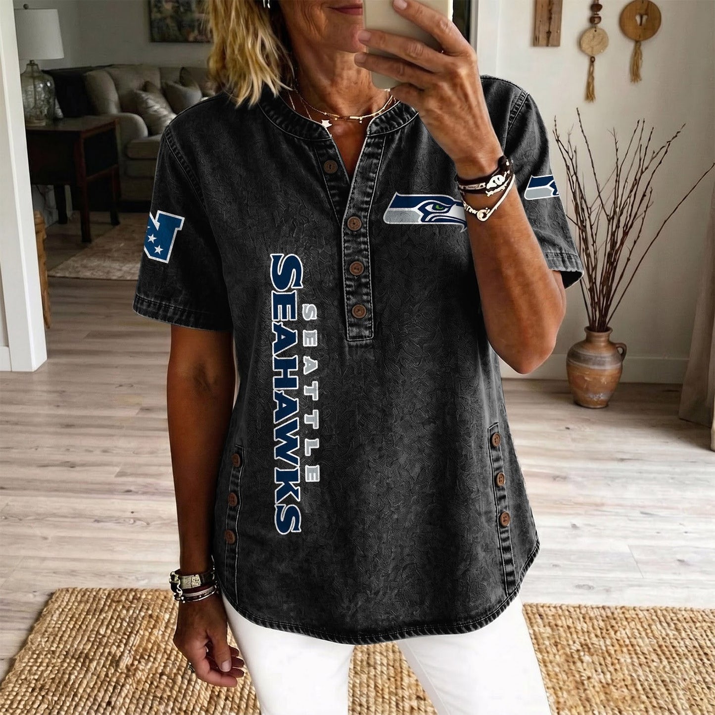 SEA x NFL Women’???s Denim Casual Tops DATND LBN 190526