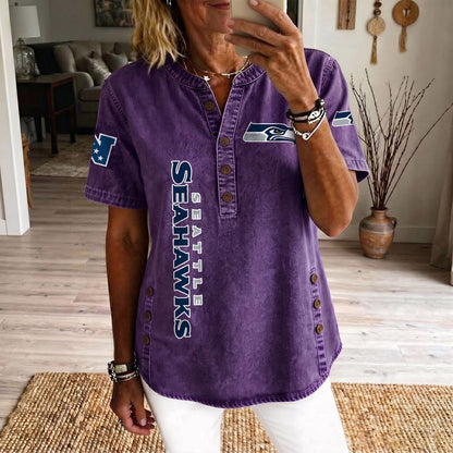 SEA x NFL Women’???s Denim Casual Tops DATND LBN 190526