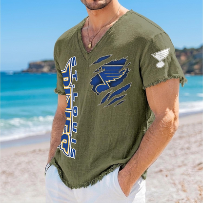 STL x NHL V-Neck Linen Beach Shirt 1905 DatND DVT