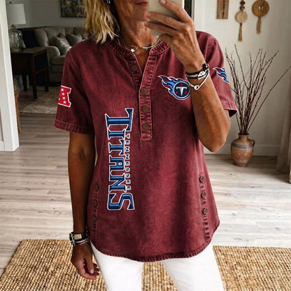 TEN x NFL Women’???s Denim Casual Tops DATND LBN 190526